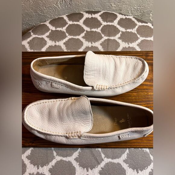 Polo Ralph Lauren White Leather Loafers Slip-Ons driving shoes 9.5 main image 15